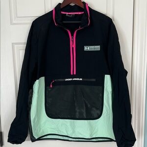 Under Armour Black and Neon Pink Half-Zip Jacket